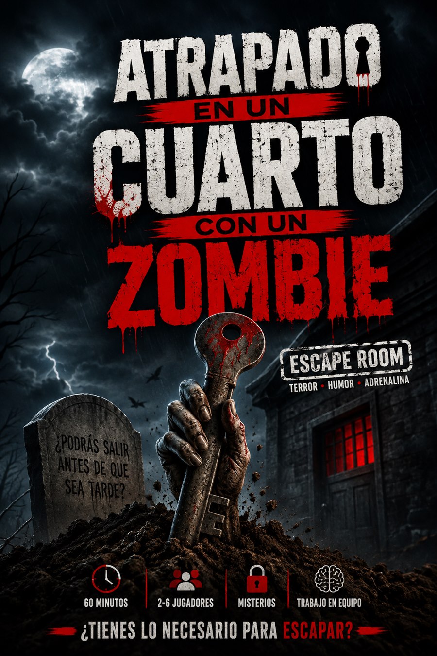 Cartel de Atrapado en un Cuarto con un Zombie